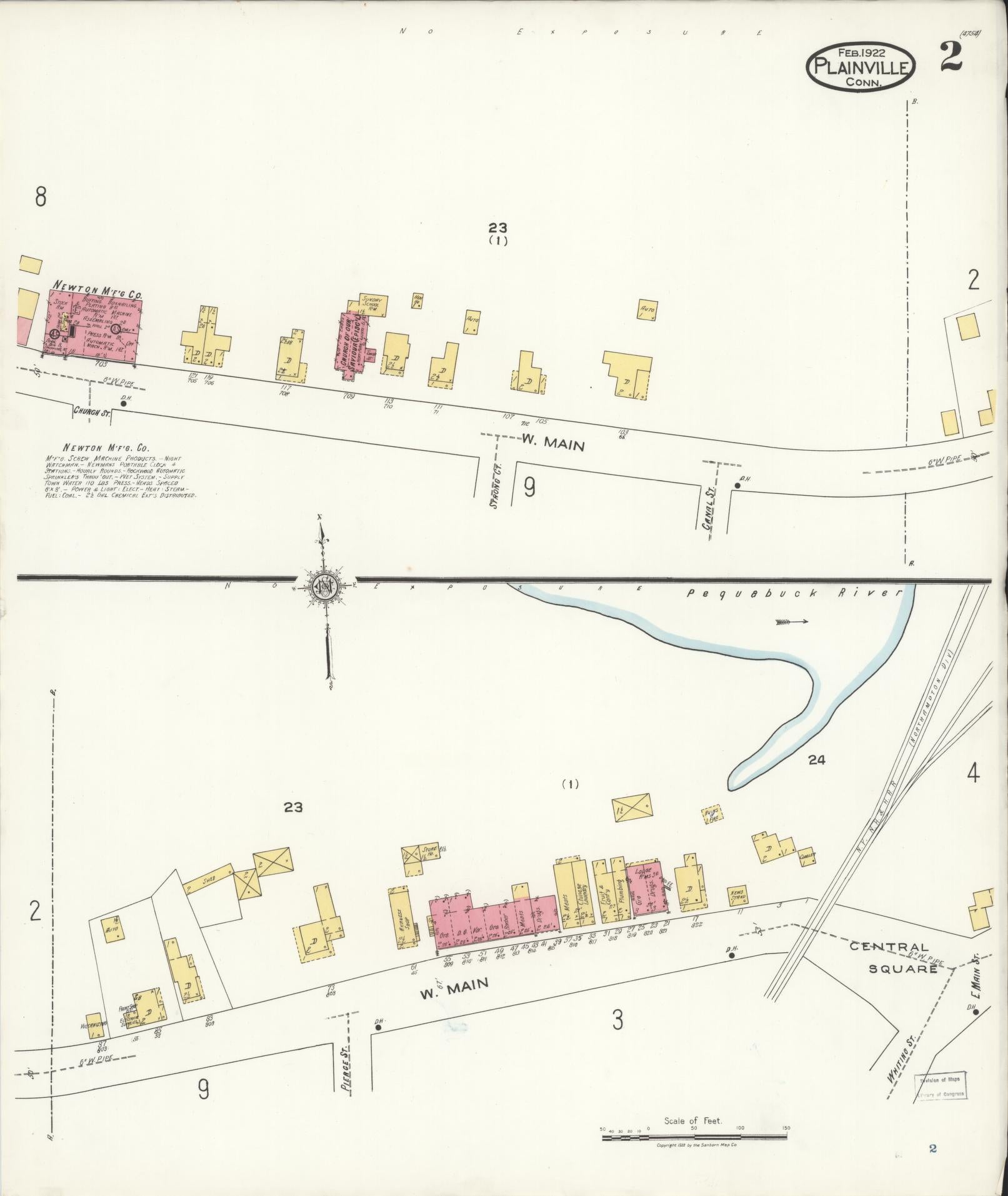 Sanborn Fire Insurance Map from Plainville, Hartford County, Connecticut (1922), Sheet #0002 - Complete Map Set gallery image, historic Sanborn map, vintage wall art, Connecticut Connecticut