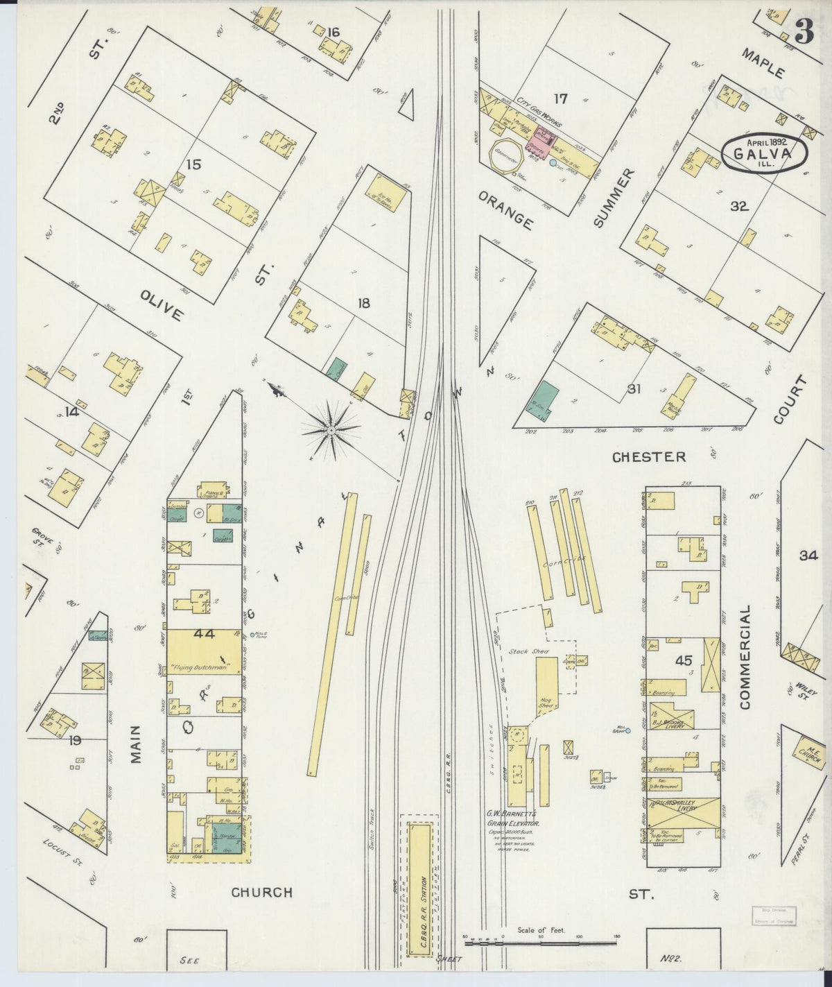 Sanborn Fire Insurance Map from Galva, Henry County, Illinois (1892), Sheet #0003 - Complete Map Set gallery image, historic Sanborn map, vintage wall art, Illinois Illinois