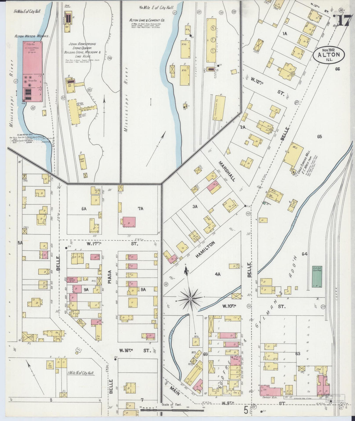 Sanborn Fire Insurance Map from Alton, Madison County, Illinois (1902), Sheet #0017 - Historic Sanborn Fire Insurance Map Print, vintage old map wall art, antique decor, genealogy gift, Illinois Illinois map