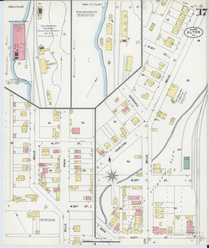 Sanborn Fire Insurance Map from Alton, Madison County, Illinois (1902), Sheet #0017 - Historic Sanborn Fire Insurance Map Print, vintage old map wall art, antique decor, genealogy gift, Illinois Illinois map