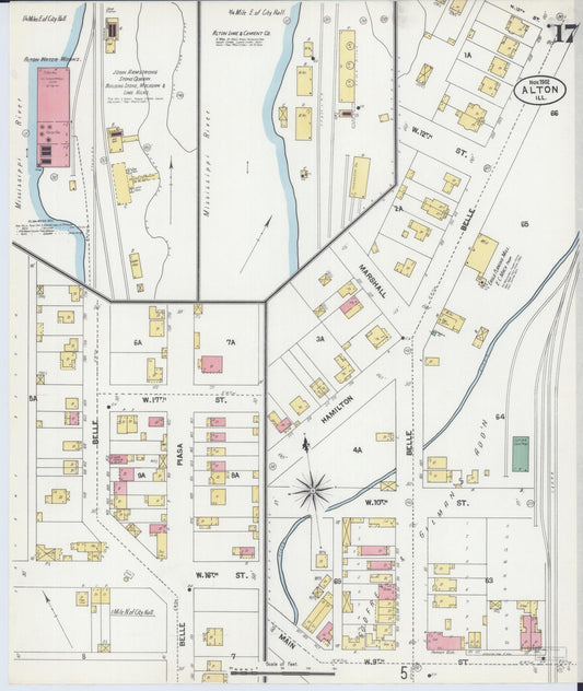 Sanborn Fire Insurance Map from Alton, Madison County, Illinois (1902), Sheet #0017 - Historic Sanborn Fire Insurance Map Print, vintage old map wall art, antique decor, genealogy gift, Illinois Illinois map