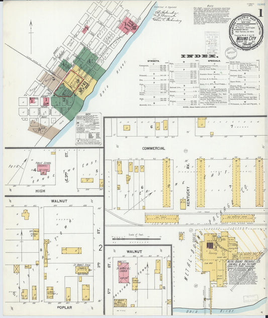 Sanborn Fire Insurance Map from Mound City, Pulaski County, Illinois (1900), Sheet #0001 - Complete Map Set gallery image, historic Sanborn map, vintage wall art, Illinois Illinois