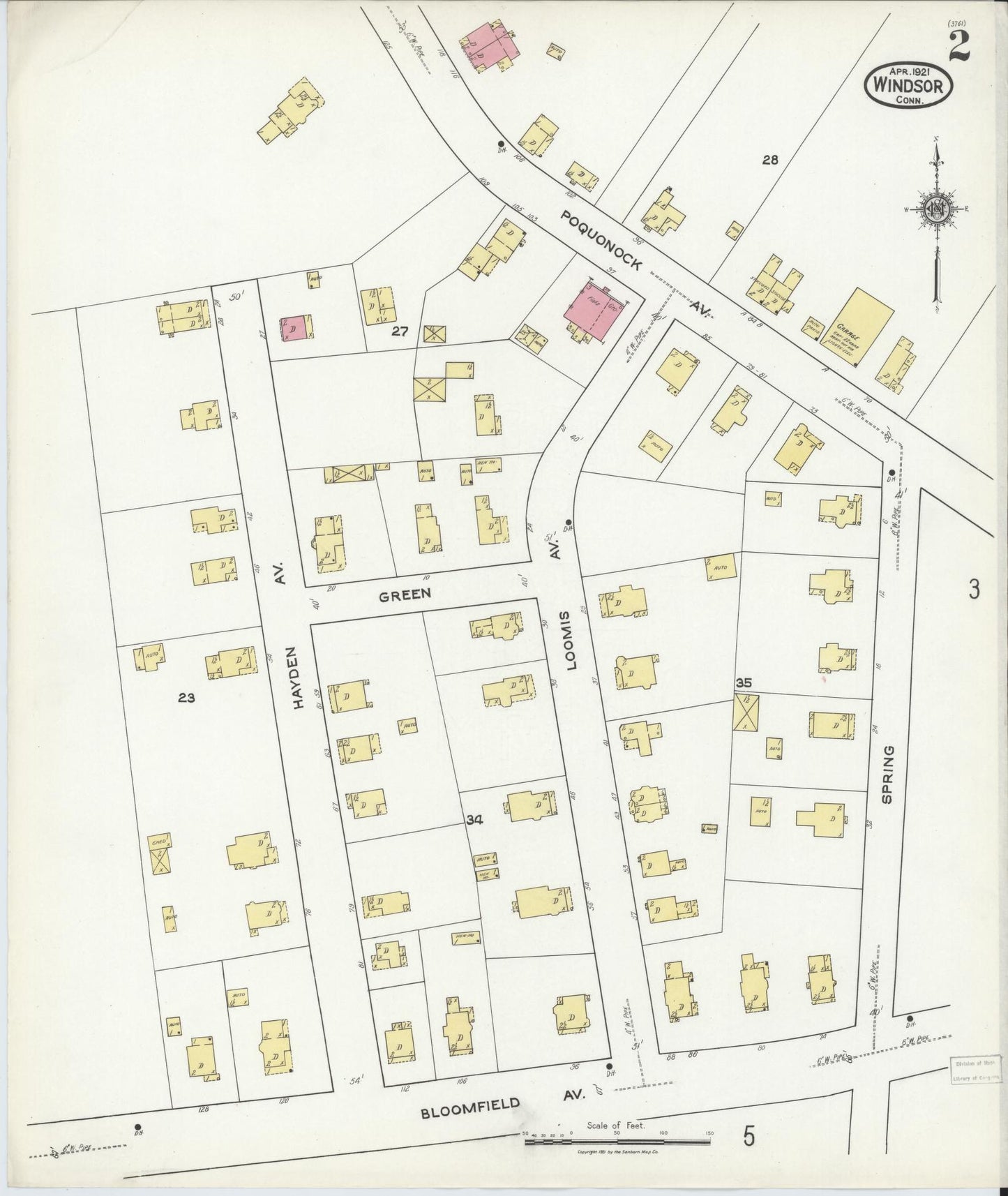 Sanborn Fire Insurance Map from Windsor, Hartford County, Connecticut (1921), Sheet #0002 - Complete Map Set gallery image, historic Sanborn map, vintage wall art, Connecticut Connecticut