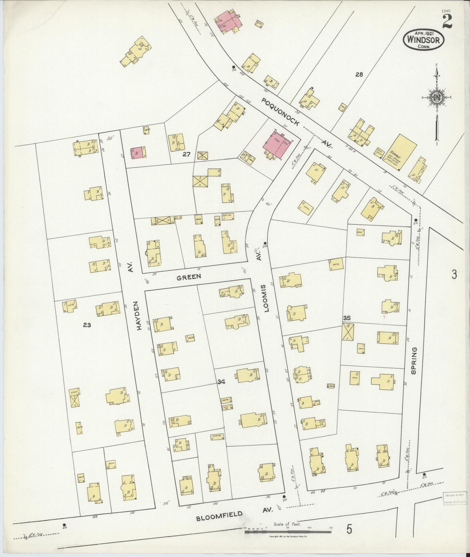 Sanborn Fire Insurance Map from Windsor, Hartford County, Connecticut (1921), Sheet #0002 - Complete Map Set gallery image, historic Sanborn map, vintage wall art, Connecticut Connecticut