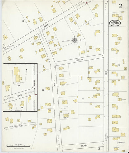Sanborn Fire Insurance Map from Avon, Norfolk County, Massachusetts (1916), Sheet #0002 - Complete Map Set gallery image, historic Sanborn map, vintage wall art, Massachusetts Massachusetts