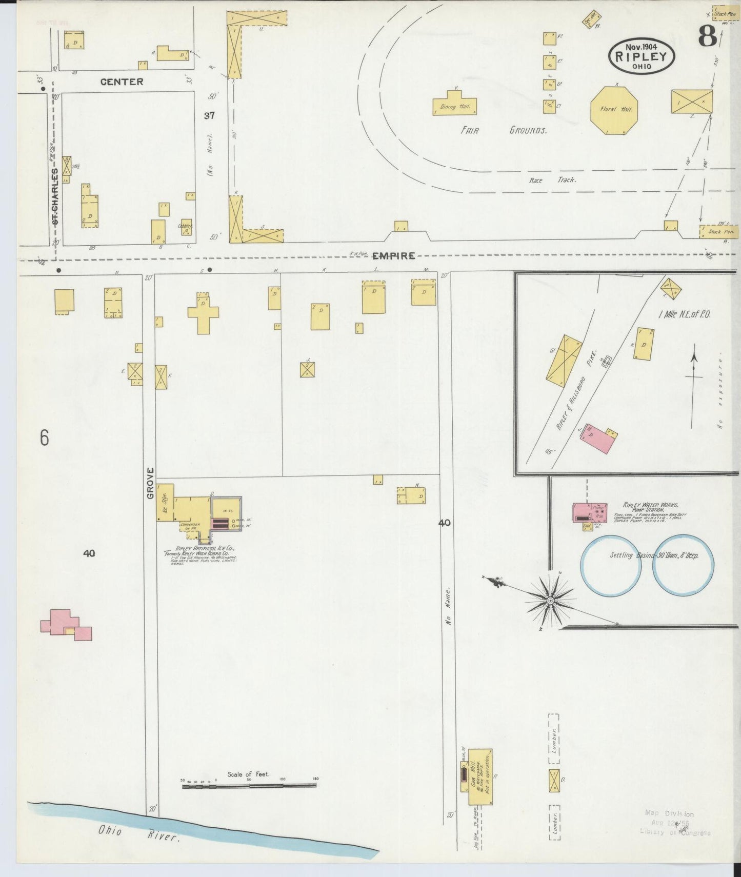 Sanborn Fire Insurance Map from Ripley, Brown County, Ohio (1904), Sheet #0008 - Complete Map Set gallery image, historic Sanborn map, vintage wall art, Ohio Ohio