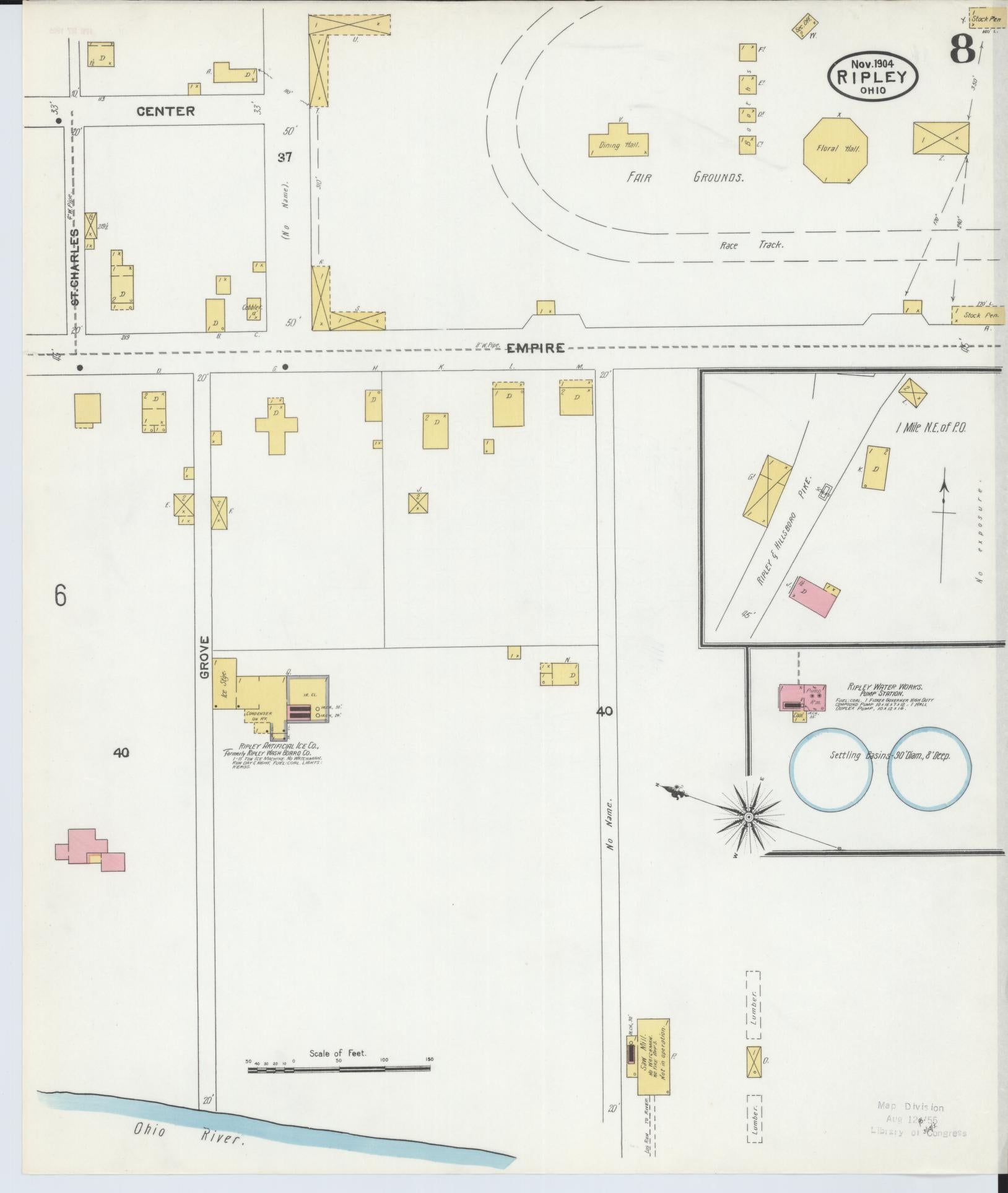 Sanborn Fire Insurance Map from Ripley, Brown County, Ohio (1904), Sheet #0008 - Complete Map Set gallery image, historic Sanborn map, vintage wall art, Ohio Ohio