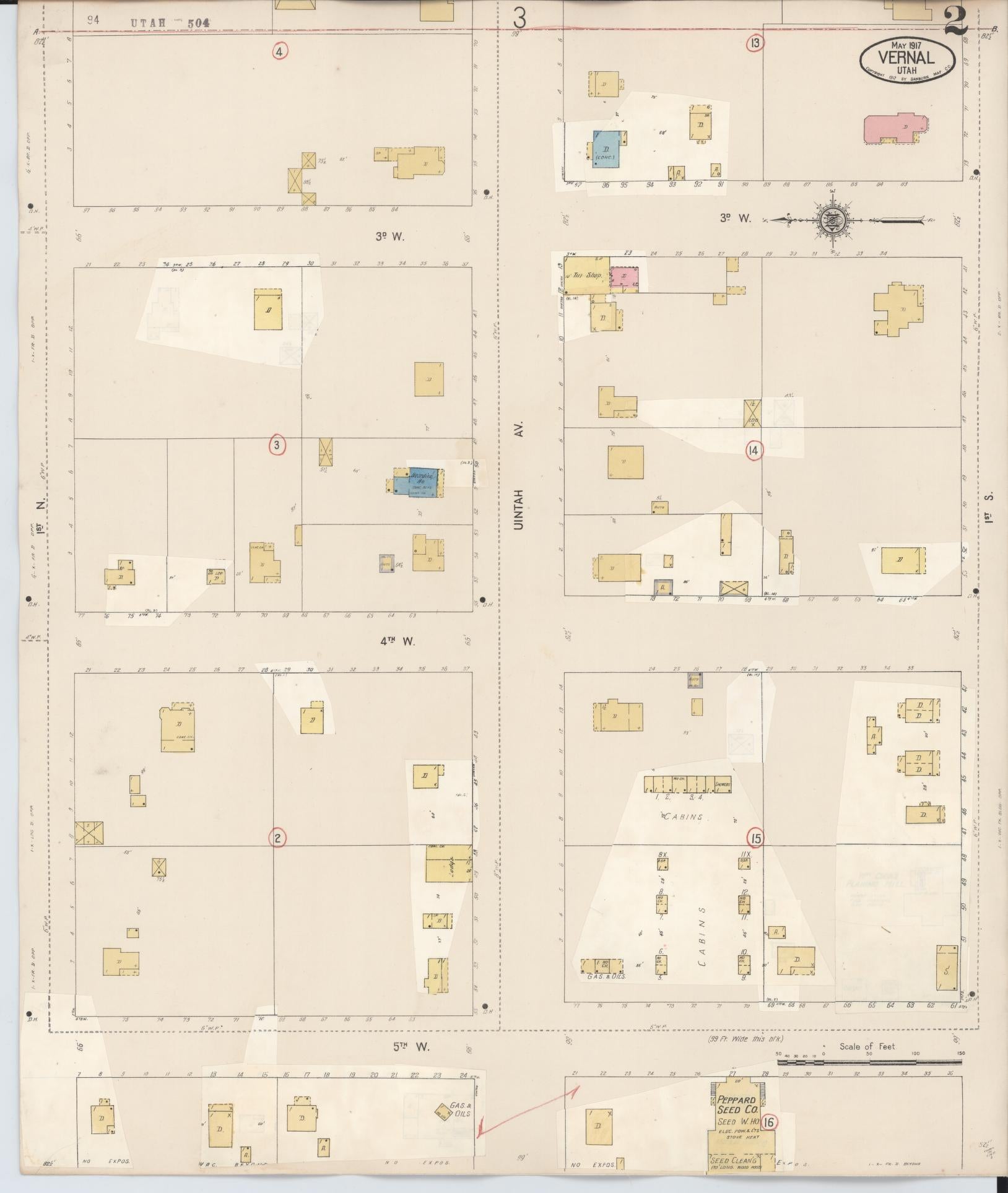 Sanborn Fire Insurance Map from Vernal, Uintah County, Utah (1931), Sheet #0002 - Complete Map Set gallery image, historic Sanborn map, vintage wall art, Utah Utah