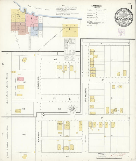 Sanborn Fire Insurance Map from Black Diamond, Contra Costa, California (1903), Sheet #0001 - Historic Sanborn Fire Insurance Map Print, vintage old map wall art, antique decor, genealogy gift, California California map