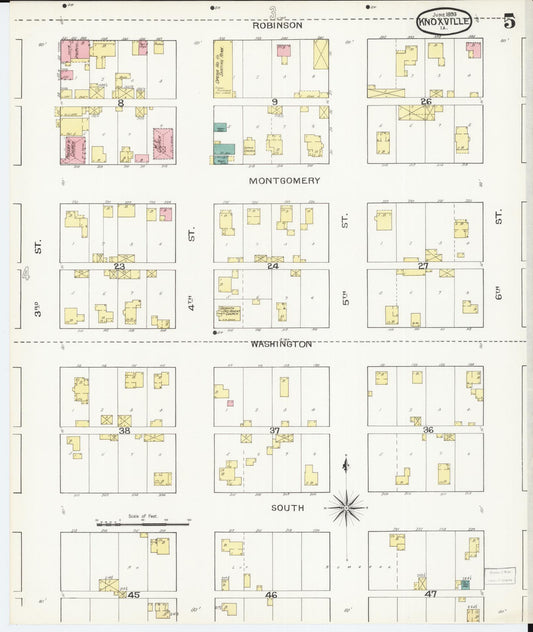 Sanborn Fire Insurance Map from Knoxville, Marion County, Iowa (1893), Sheet #0005 - Historic Sanborn Fire Insurance Map Print, vintage old map wall art