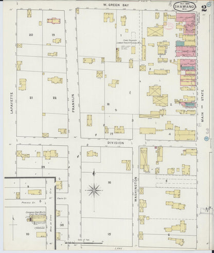 Sanborn Fire Insurance Map from Shawano, Shawano County, Wisconsin (1894), Sheet #0002 - Complete Map Set gallery image, historic Sanborn map, vintage wall art, Wisconsin Wisconsin