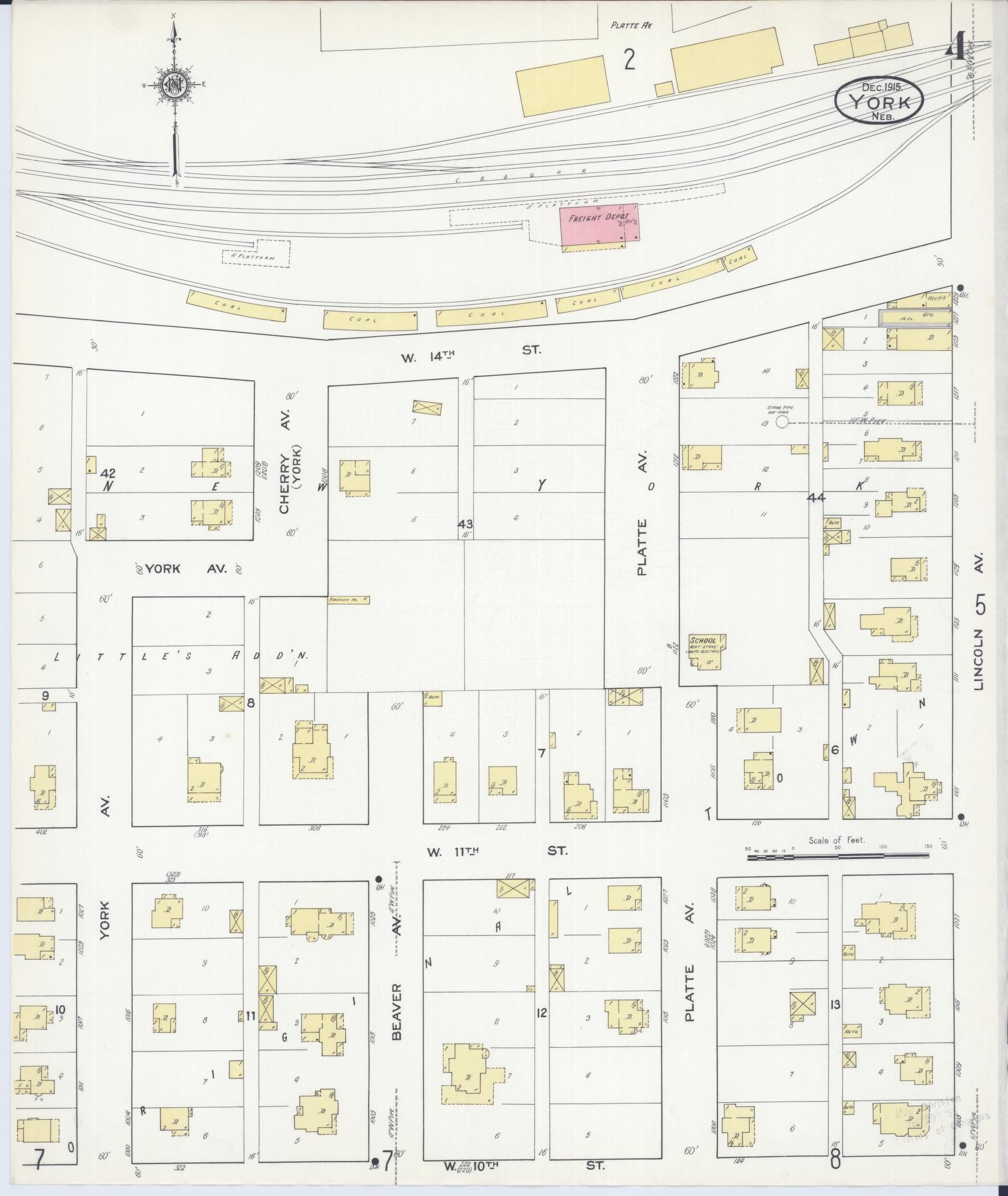 Sanborn Fire Insurance Map from York, York County, Nebraska (1915), Sheet #0004 - Historic Sanborn Fire Insurance Map Print, vintage old map wall art, antique decor, genealogy gift, Nebraska Nebraska map
