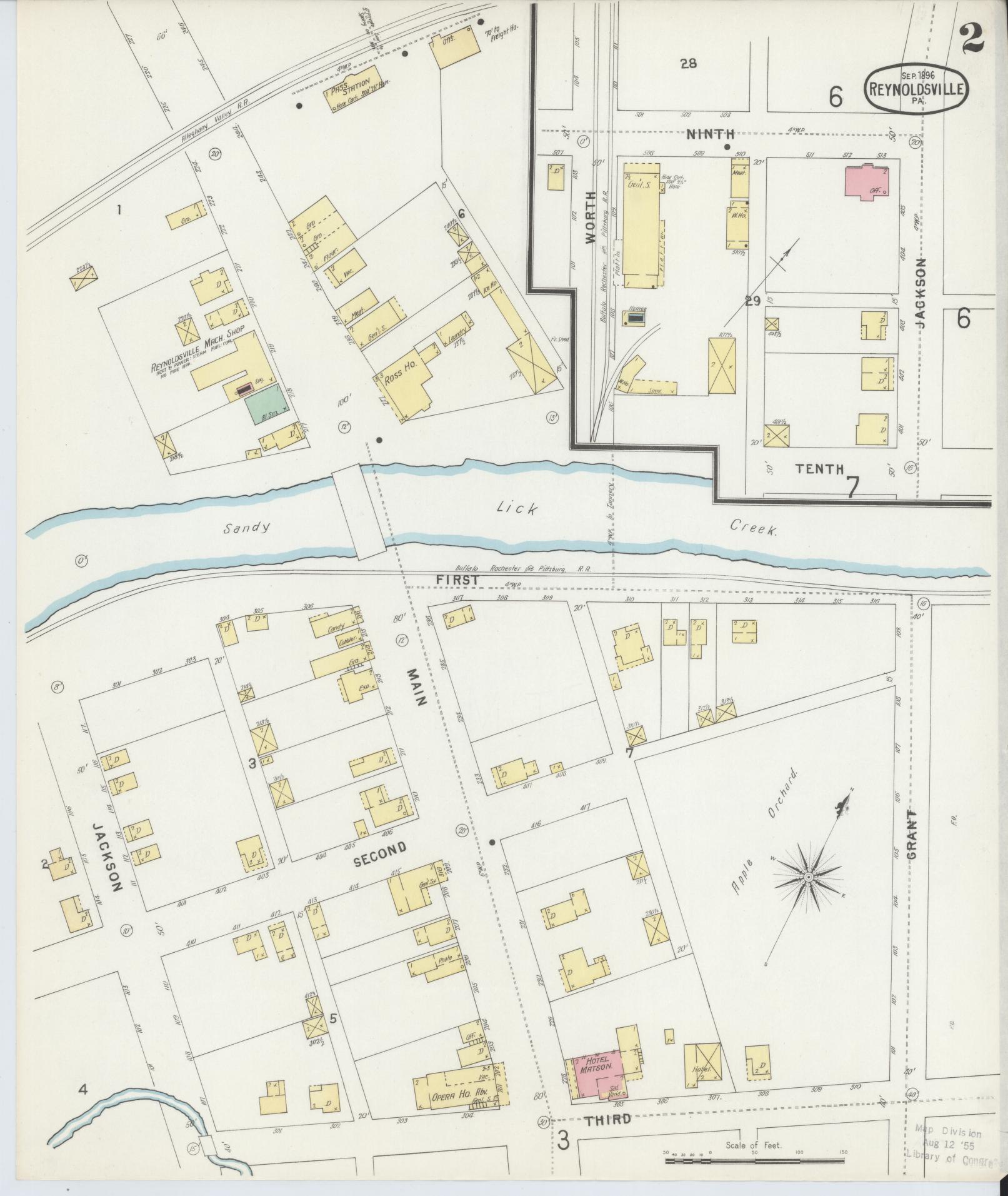 Sanborn Fire Insurance Map from Reynoldsville, Jefferson County, Pennsylvania (1896), Sheet #0002 - Complete Map Set gallery image, historic Sanborn map, vintage wall art, Pennsylvania Pennsylvania