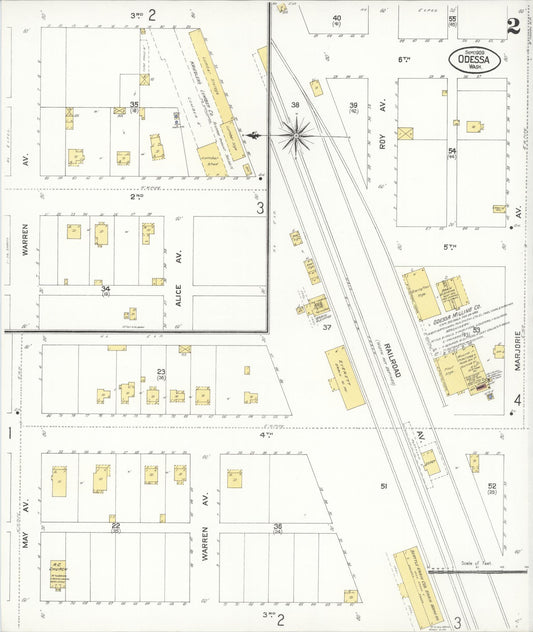 Sanborn Fire Insurance Map from Odessa, Lincoln County, Washington (1909), Sheet #0002 - Historic Sanborn Fire Insurance Map Print, vintage old map wall art, antique decor, genealogy gift, Washington Washington map