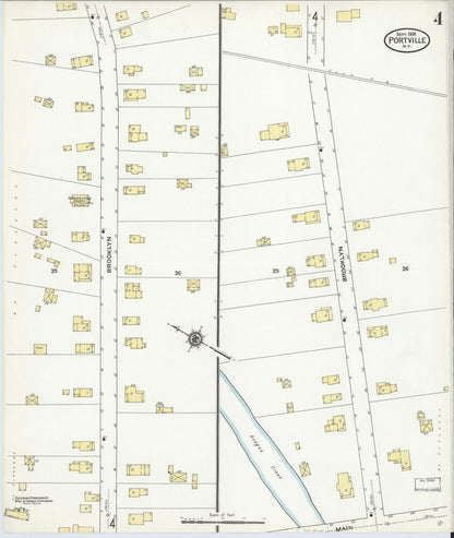 Sanborn Fire Insurance Map from Portville, Cattaraugus County, New York (1909), Sheet #0004 - Historic Sanborn Fire Insurance Map Print, vintage old map wall art, antique decor, genealogy gift, New York New York map