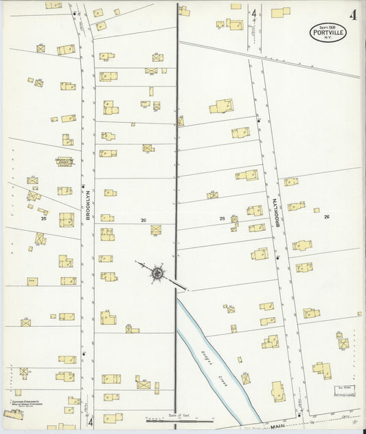 Sanborn Fire Insurance Map from Portville, Cattaraugus County, New York (1909), Sheet #0004 - Historic Sanborn Fire Insurance Map Print, vintage old map wall art, antique decor, genealogy gift, New York New York map