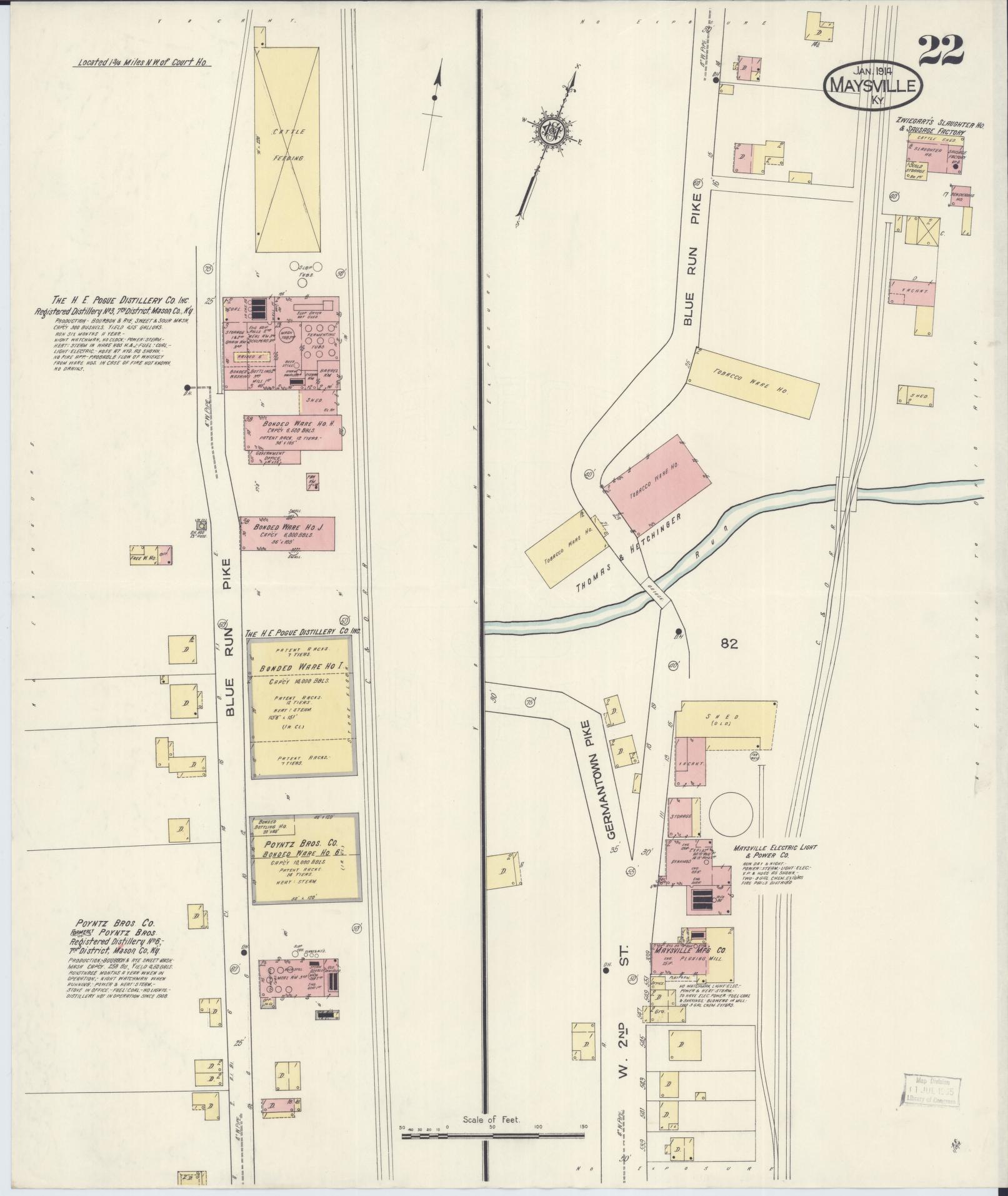 Sanborn Fire Insurance Map from Maysville, Mason County, Kentucky (1914), Sheet #0022 - Historic Sanborn Fire Insurance Map Print, vintage old map wall art, antique decor, genealogy gift, Kentucky Kentucky map