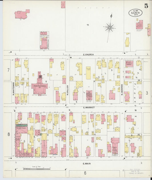 Sanborn Fire Insurance Map from Xenia, Greene County, Ohio (1901), Sheet #0005 - Historic Sanborn Fire Insurance Map Print, vintage old map wall art, antique decor, genealogy gift, Ohio Ohio map