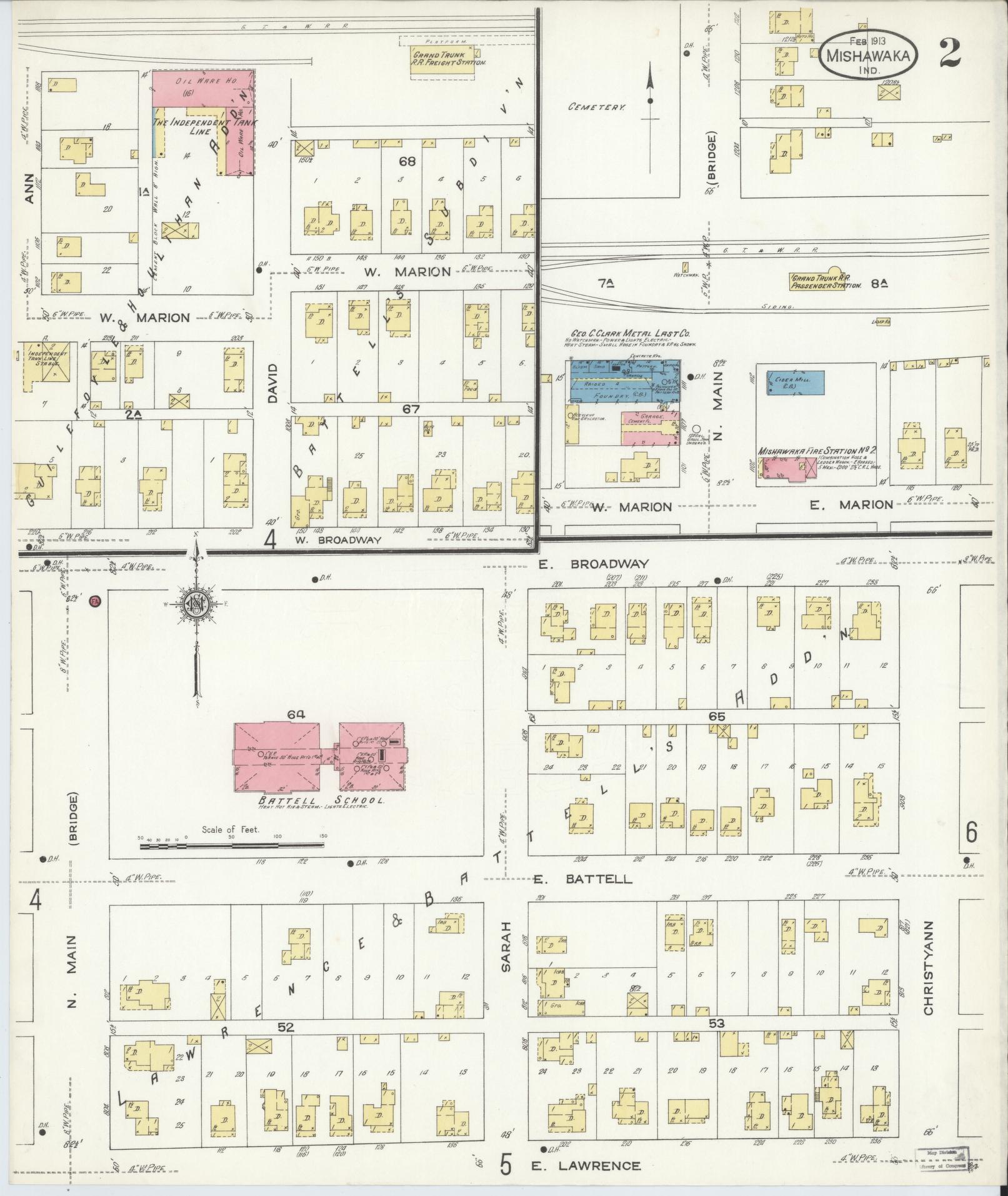 Sanborn Fire Insurance Map from Mishawaka, Saint Joseph County, Indiana (1913), Sheet #0002 - Complete Map Set gallery image, historic Sanborn map, vintage wall art, Indiana Indiana