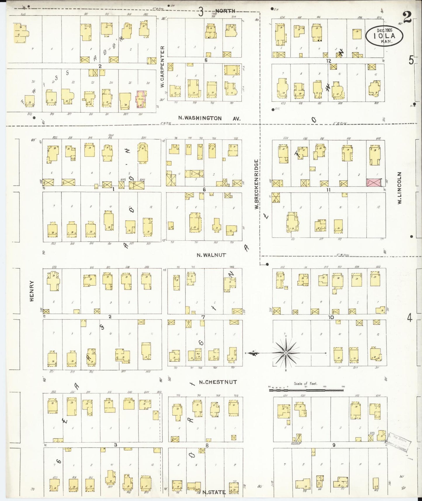 Sanborn Fire Insurance Map from Iola, Allen County, Kansas (1905), Sheet #0002 - Complete Map Set gallery image, historic Sanborn map, vintage wall art, Kansas Kansas