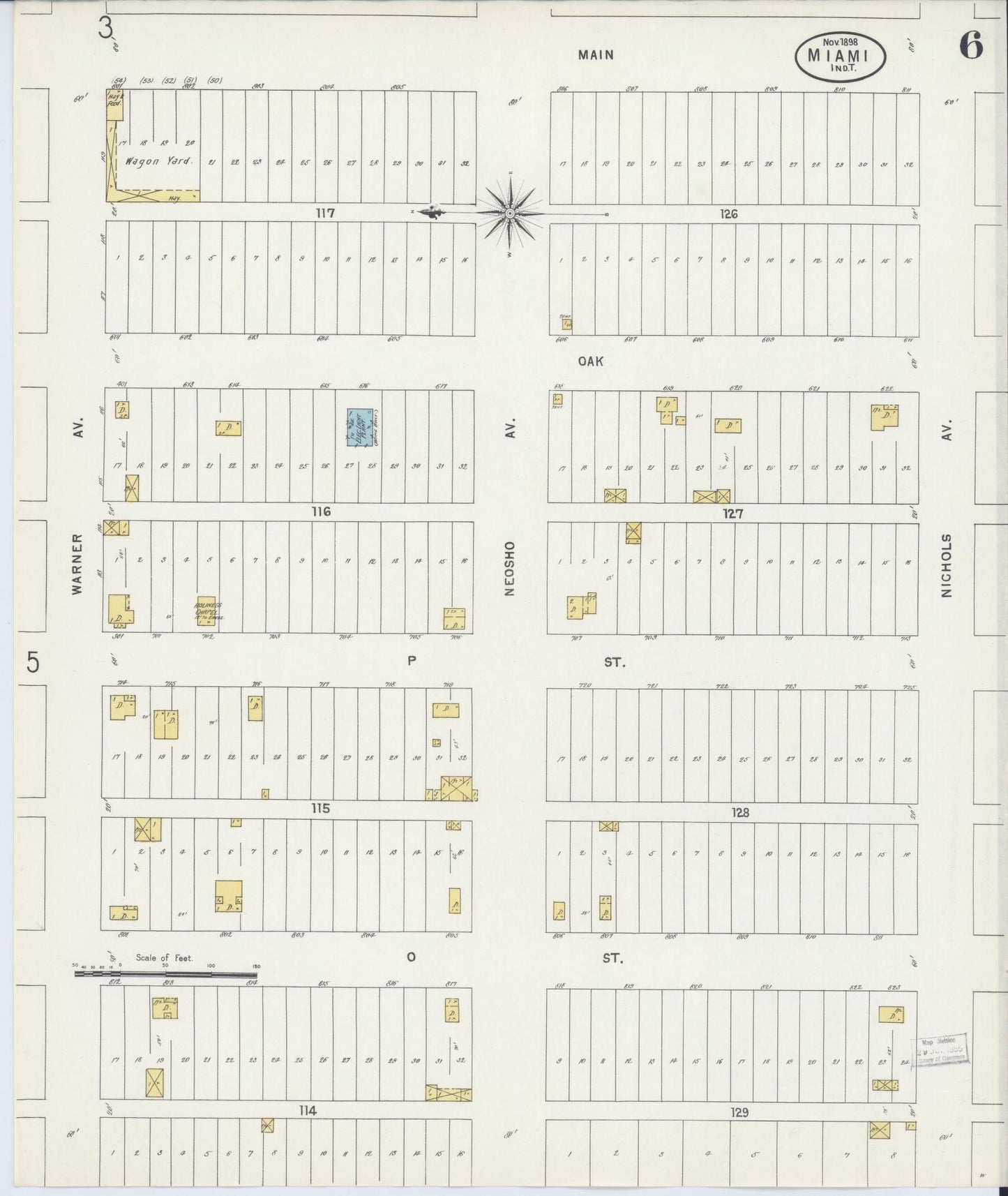Sanborn Fire Insurance Map from Miami, Ottawa County, Oklahoma (1898), Sheet #0006 - Historic Sanborn Fire Insurance Map Print, vintage old map wall art, antique decor, genealogy gift, Oklahoma Oklahoma map