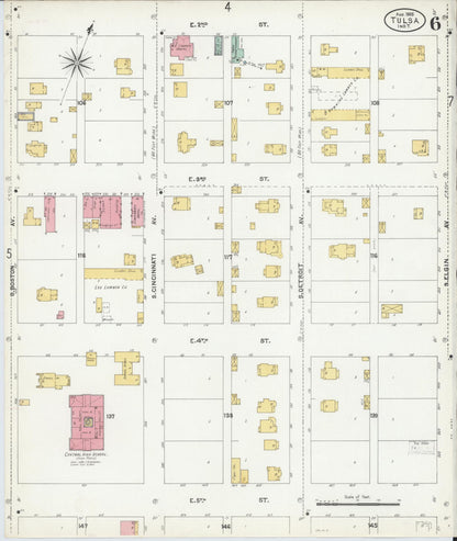 Sanborn Fire Insurance Map from Tulsa, Tulsa County, Oklahoma (1905), Sheet #0006 - Complete Map Set gallery image, historic Sanborn map, vintage wall art, Oklahoma Oklahoma