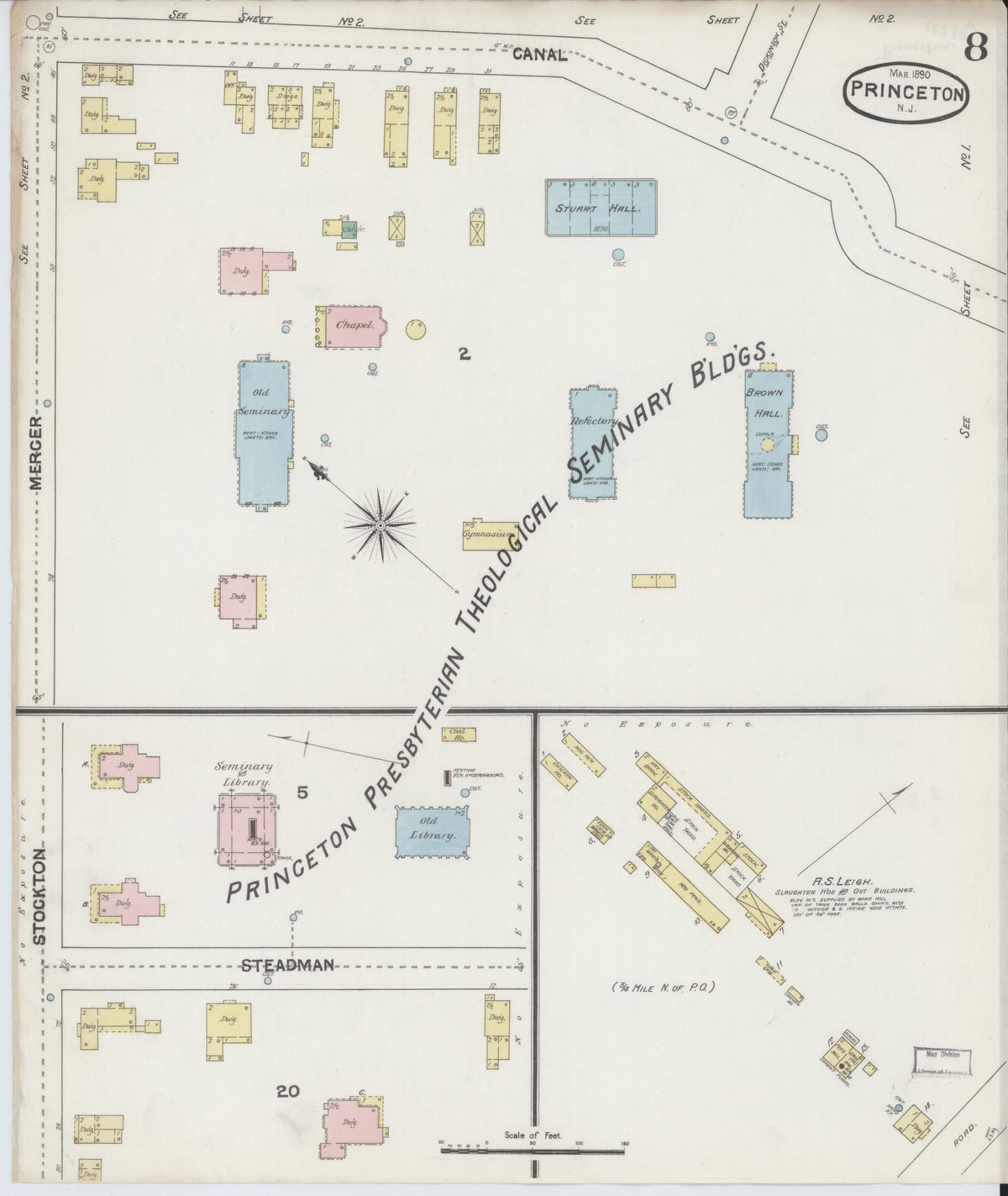 Sanborn Fire Insurance Map from Princeton, Mercer County, New Jersey (1890), Sheet #0008 - Complete Map Set gallery image, historic Sanborn map, vintage wall art, New Jersey New Jersey