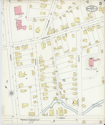 Sanborn Fire Insurance Map from Meadville, Crawford County, Pennsylvania (1896), Sheet #0003 - Complete Map Set gallery image, historic Sanborn map, vintage wall art, Pennsylvania Pennsylvania