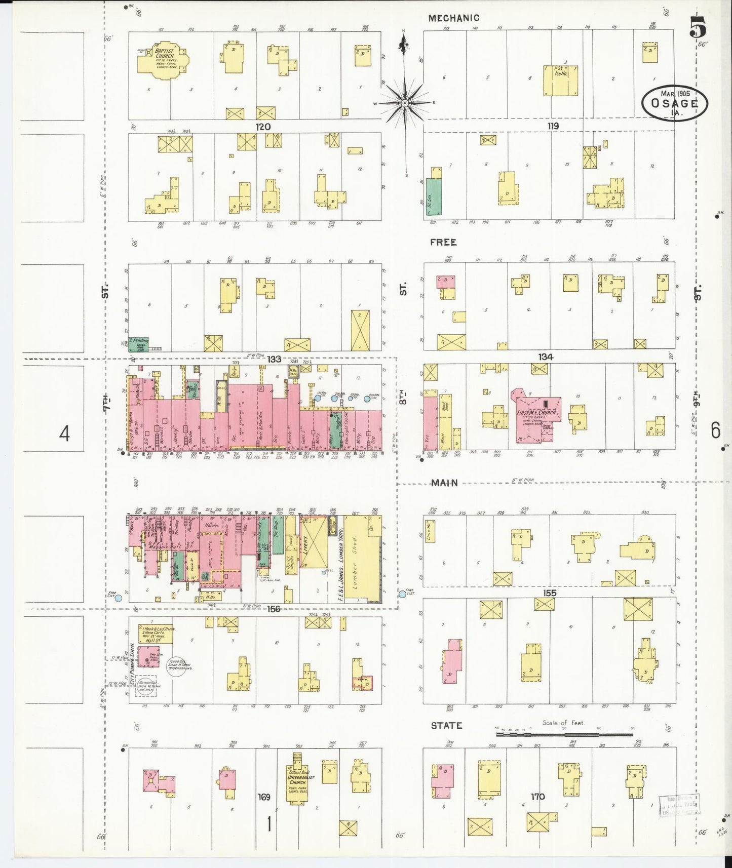 Sanborn Fire Insurance Map from Osage, Mitchell County, Iowa (1905), Sheet #0005 - Historic Sanborn Fire Insurance Map Print