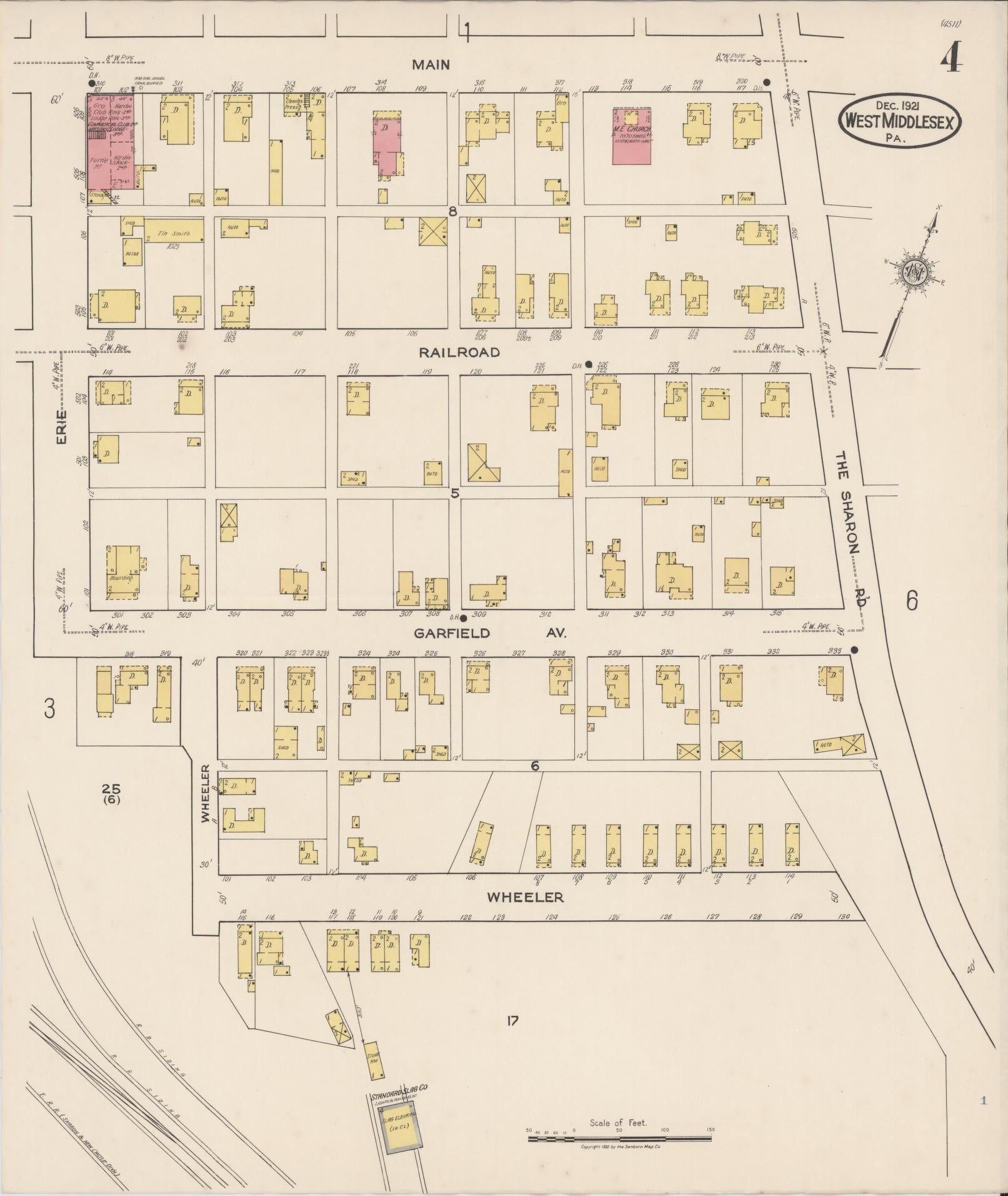 Sanborn Fire Insurance Map from West Middlesex, Mercer County, Pennsylvania (1921), Sheet #0004 - Complete Map Set gallery image, historic Sanborn map, vintage wall art, Pennsylvania Pennsylvania