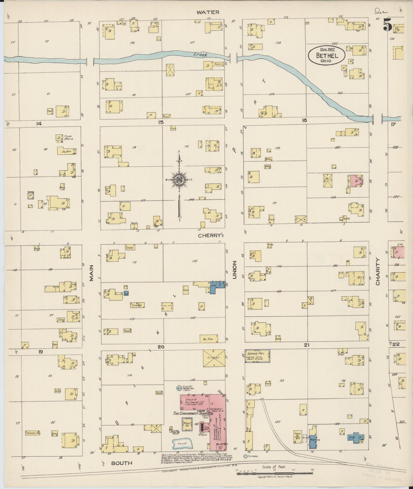 Sanborn Fire Insurance Map from Bethel, Clermont County, Ohio (1922), Sheet #0005 - Historic Sanborn Fire Insurance Map Print, vintage old map wall art, antique decor, genealogy gift, Ohio Ohio map
