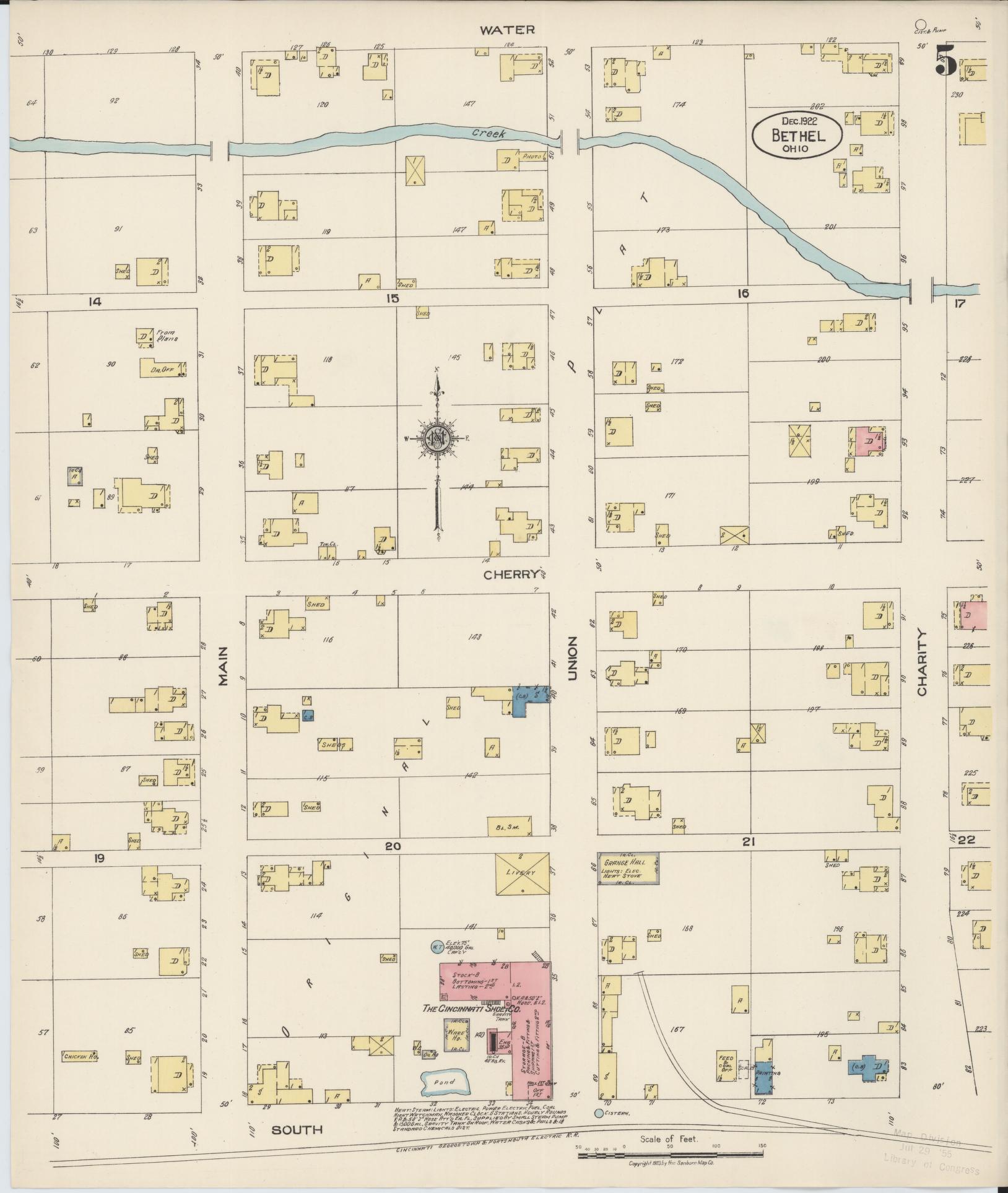 Sanborn Fire Insurance Map from Bethel, Clermont County, Ohio (1922), Sheet #0005 - Historic Sanborn Fire Insurance Map Print, vintage old map wall art, antique decor, genealogy gift, Ohio Ohio map