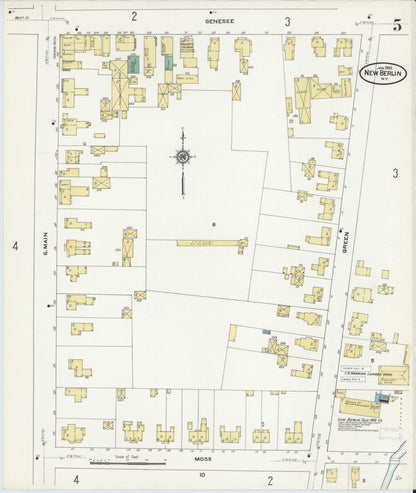Sanborn Fire Insurance Map from New Berlin, Chenango County, New York (1910), Sheet #0005 - Historic Sanborn Fire Insurance Map Print, vintage old map wall art, antique decor, genealogy gift, New York New York map