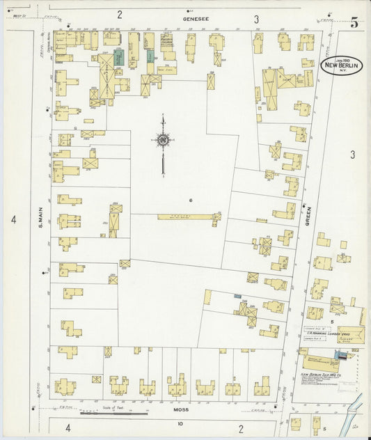 Sanborn Fire Insurance Map from New Berlin, Chenango County, New York (1910), Sheet #0005 - Historic Sanborn Fire Insurance Map Print, vintage old map wall art, antique decor, genealogy gift, New York New York map