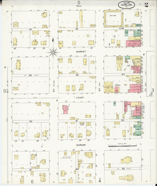 Sanborn Fire Insurance Map from Harlan, Shelby County, Iowa (1899), Sheet #0002 - Historic Sanborn Fire Insurance Map Print, vintage old map wall art
