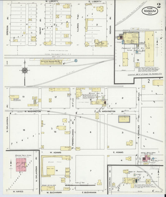 Sanborn Fire Insurance Map from Mangum, Greer County, Oklahoma (1910), Sheet #0002 - Historic Sanborn Fire Insurance Map Print, vintage old map wall art, antique decor, genealogy gift, Oklahoma Oklahoma map