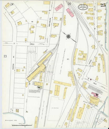 Sanborn Fire Insurance Map from Laconia, Belknap County, New Hampshire (1911), Sheet #0025 - Complete Map Set gallery image, historic Sanborn map, vintage wall art, New Hampshire New Hampshire