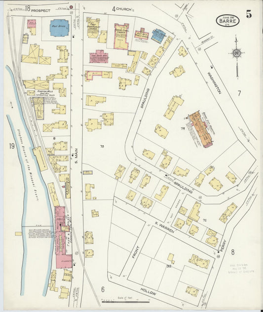 Sanborn Fire Insurance Map from Barre, Washington County, Vermont (1916), Sheet #0005 - Historic Sanborn Fire Insurance Map Print, vintage old map wall art, antique decor, genealogy gift, Vermont Vermont map