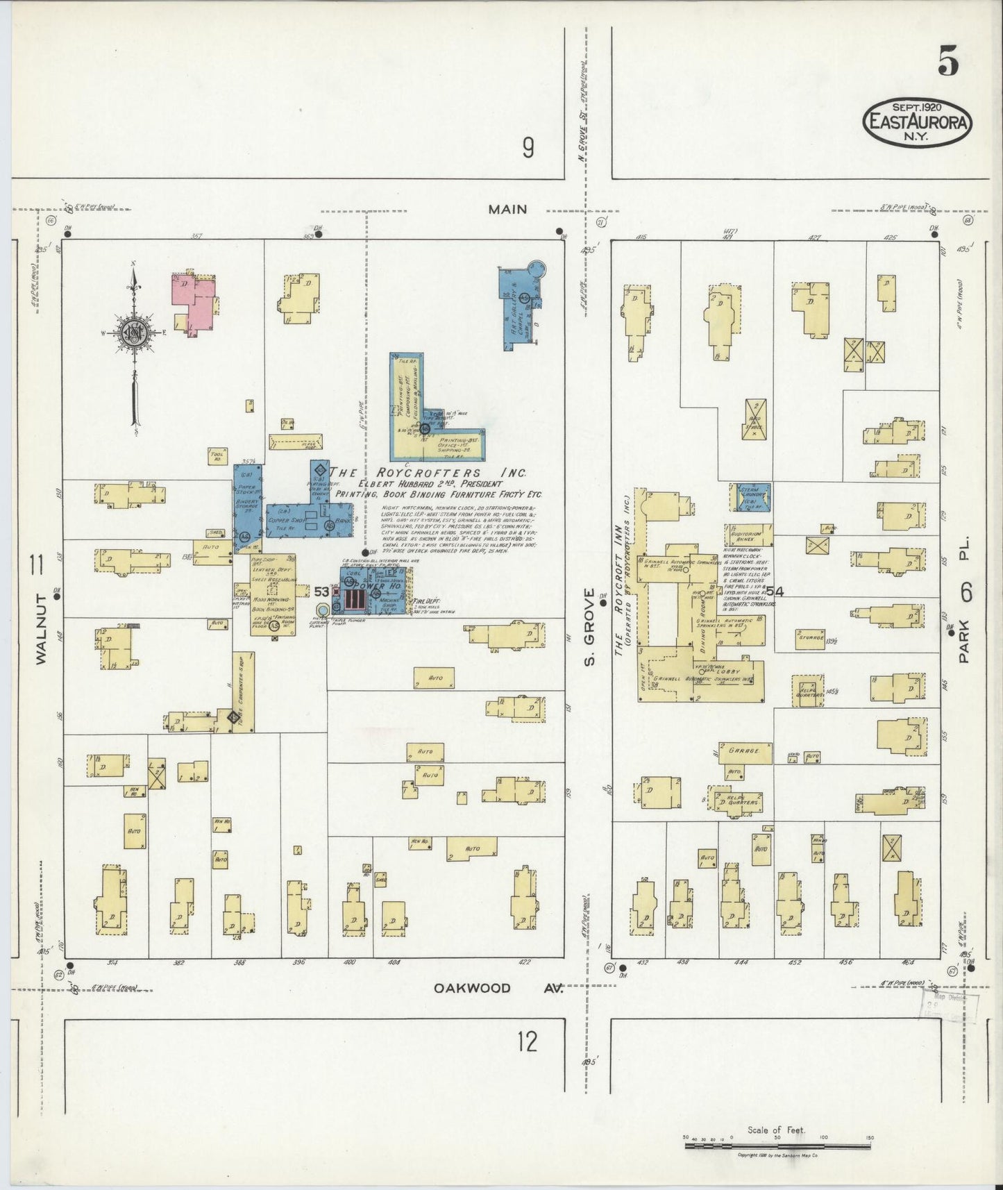 Sanborn Fire Insurance Map from East Aurora, Erie County, New York (1920), Sheet #0005 - Complete Map Set gallery image, historic Sanborn map, vintage wall art, New York New York