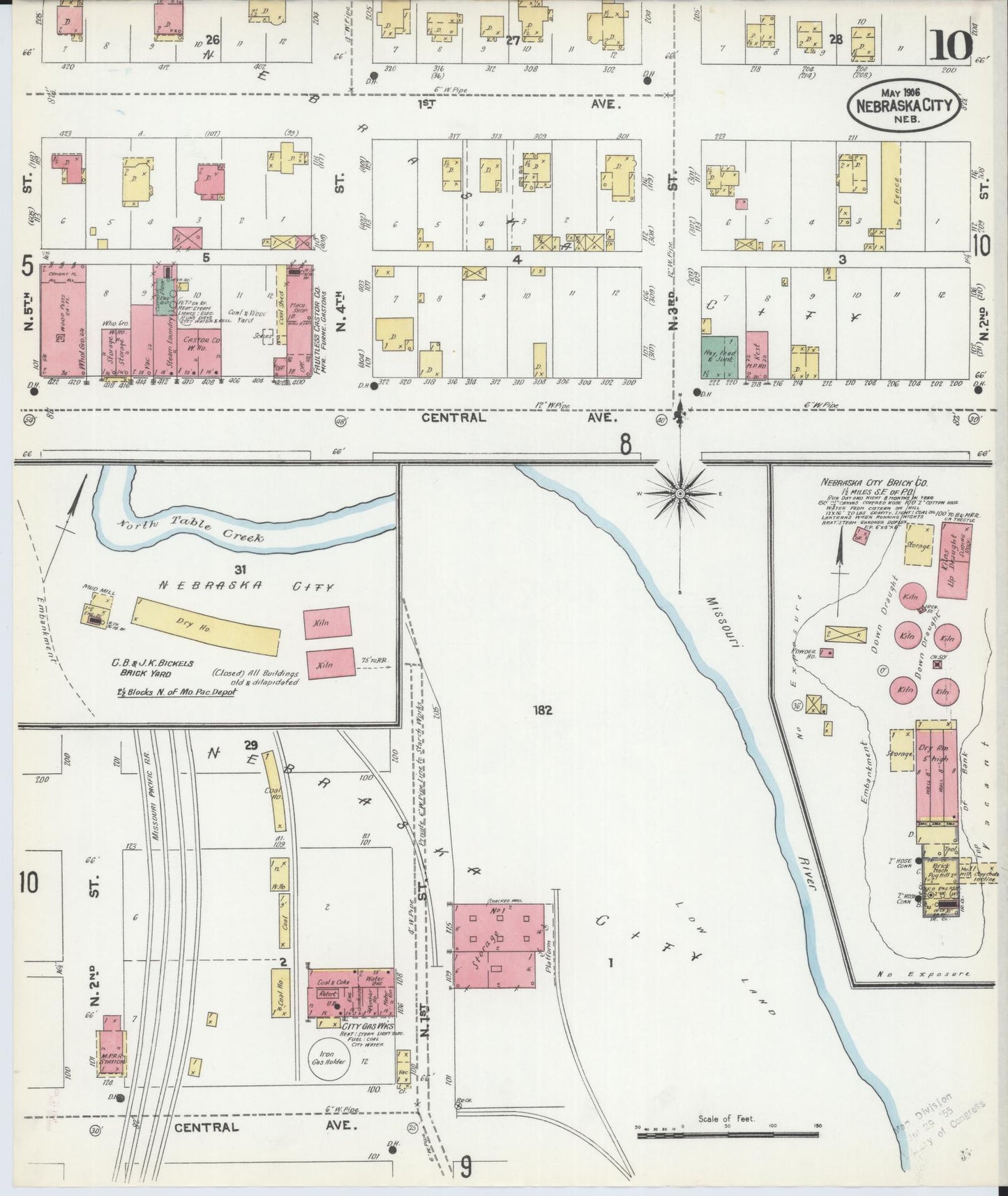 Sanborn Fire Insurance Map from Nebraska City, Otoe County, Nebraska (1906), Sheet #0010 - Complete Map Set gallery image, historic Sanborn map, vintage wall art, Nebraska Nebraska