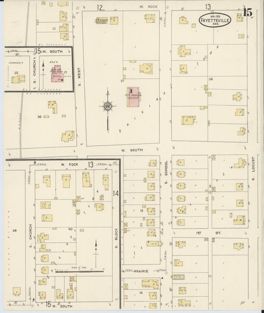 Sanborn Fire Insurance Map from Fayetteville, Washington County, Arkansas (1913), Sheet #0015 - Historic Sanborn Fire Insurance Map Print, vintage old map wall art, antique decor, genealogy gift, Arkansas Arkansas map