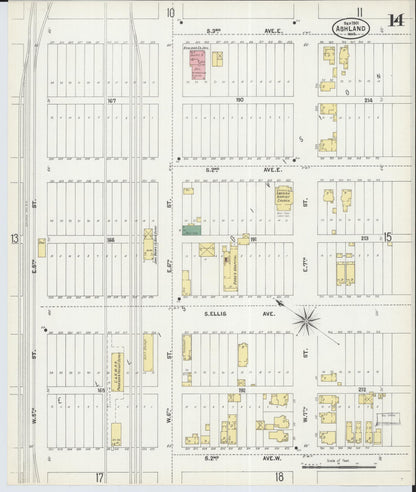 Sanborn Fire Insurance Map from Ashland, Ashland County, Wisconsin (1901), Sheet #0014 - Complete Map Set gallery image, historic Sanborn map, vintage wall art, Wisconsin Wisconsin