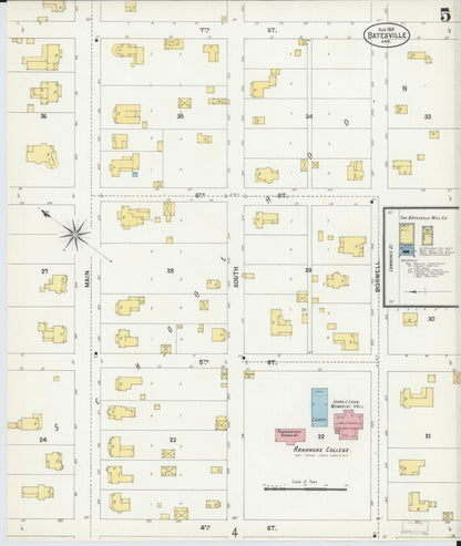 Sanborn Fire Insurance Map from Batesville, Independence County, Arkansas (1901), Sheet #0005 - Complete Map Set gallery image, historic Sanborn map, vintage wall art, Arkansas Arkansas