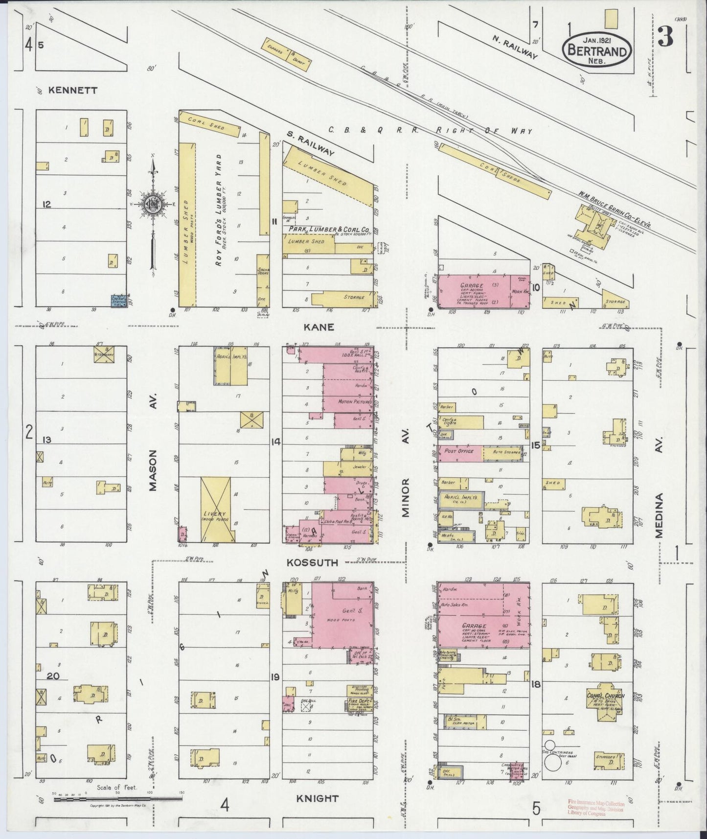Sanborn Fire Insurance Map from Bertran, Phelps County, Nebraska (1921), Sheet #0003 - Historic Sanborn Fire Insurance Map Print, vintage old map wall art, antique decor, genealogy gift, Nebraska Nebraska map