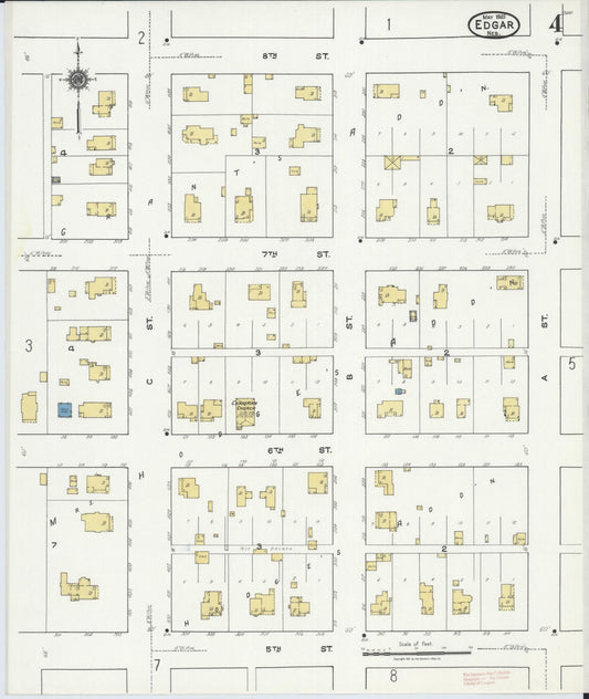 Sanborn Fire Insurance Map from Edgar, Clay County, Nebraska (1921), Sheet #0004 - Historic Sanborn Fire Insurance Map Print, vintage old map wall art, antique decor, genealogy gift, Nebraska Nebraska map