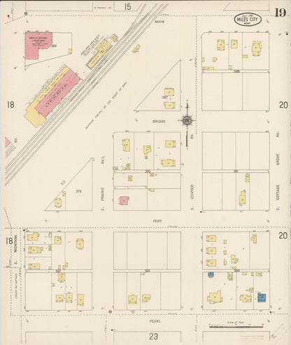 Sanborn Fire Insurance Map from Miles City, Custer County, Montana (1916), Sheet #0019 - Complete Map Set gallery image, historic Sanborn map, vintage wall art, Montana Montana