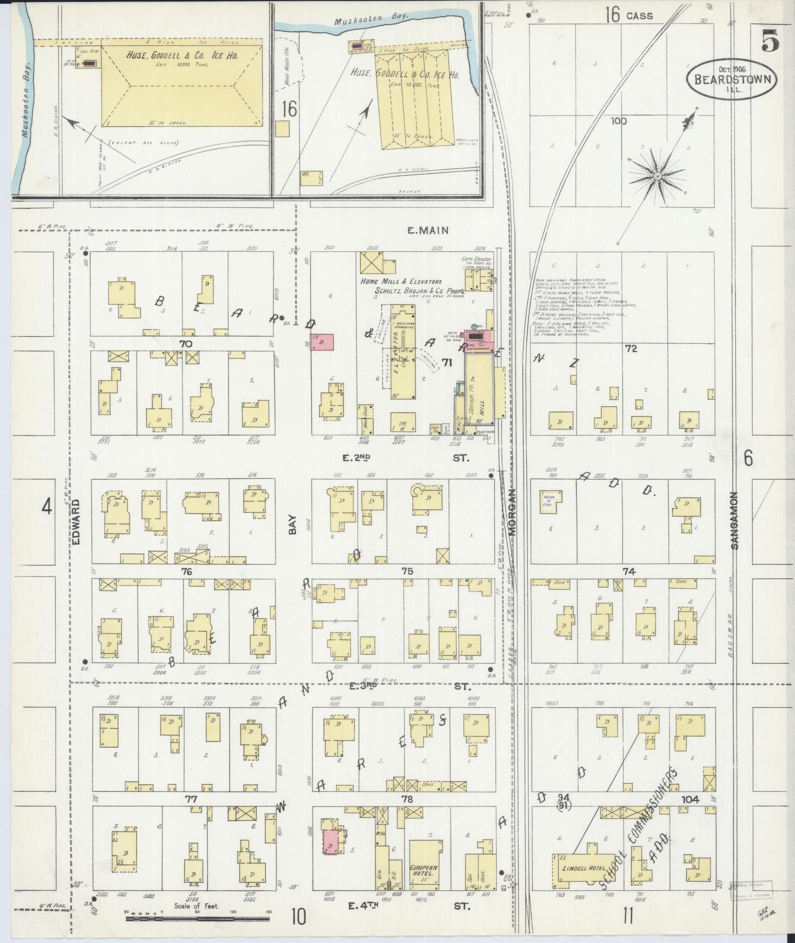 Sanborn Fire Insurance Map from Beardstown, Cass County, Illinois (1906), Sheet #0005 - Complete Map Set gallery image, historic Sanborn map, vintage wall art, Illinois Illinois