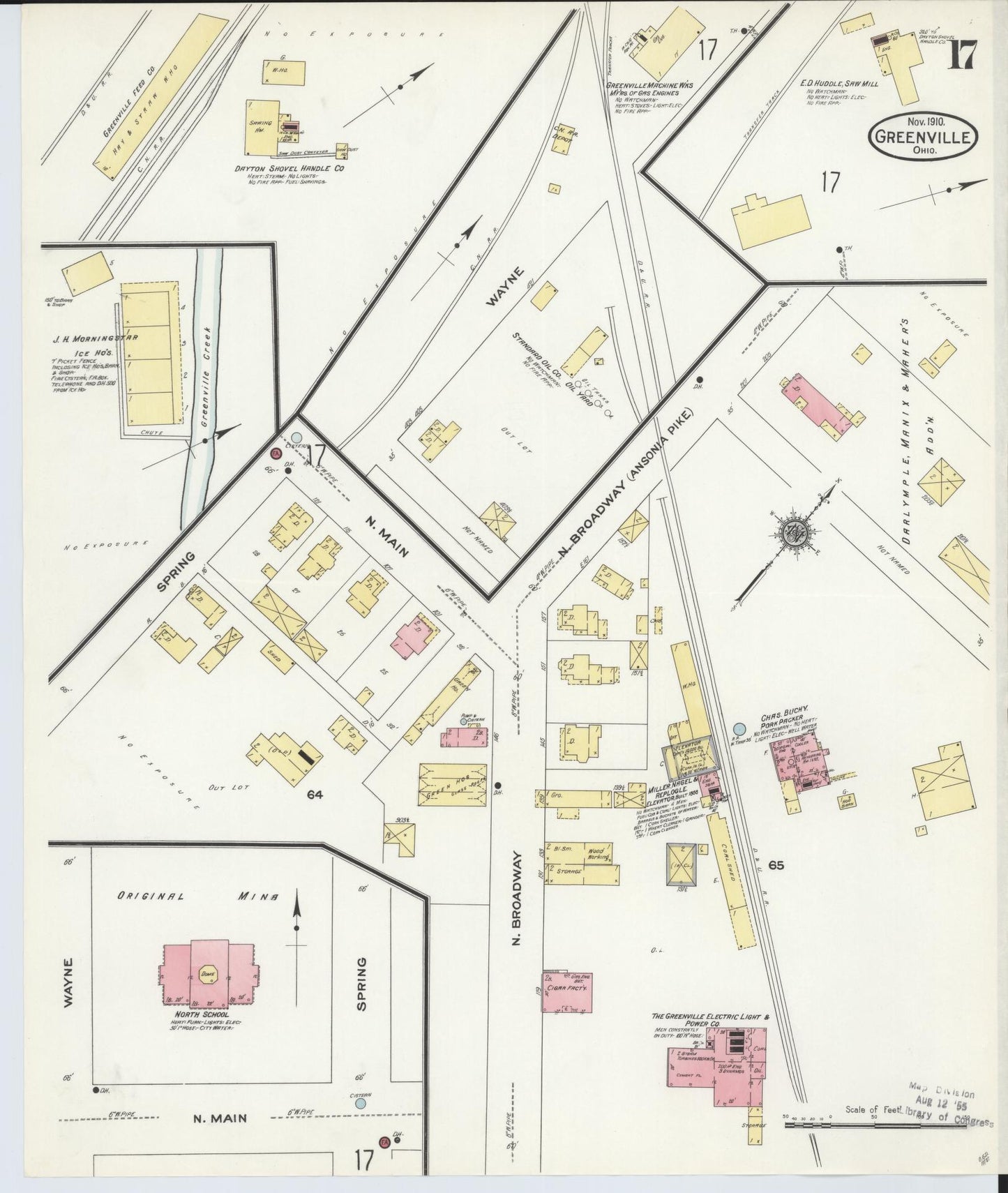 Sanborn Fire Insurance Map from Greenville, Darke County, Ohio (1910), Sheet #0017 - Historic Sanborn Fire Insurance Map Print, vintage old map wall art, antique decor, genealogy gift, Ohio Ohio map