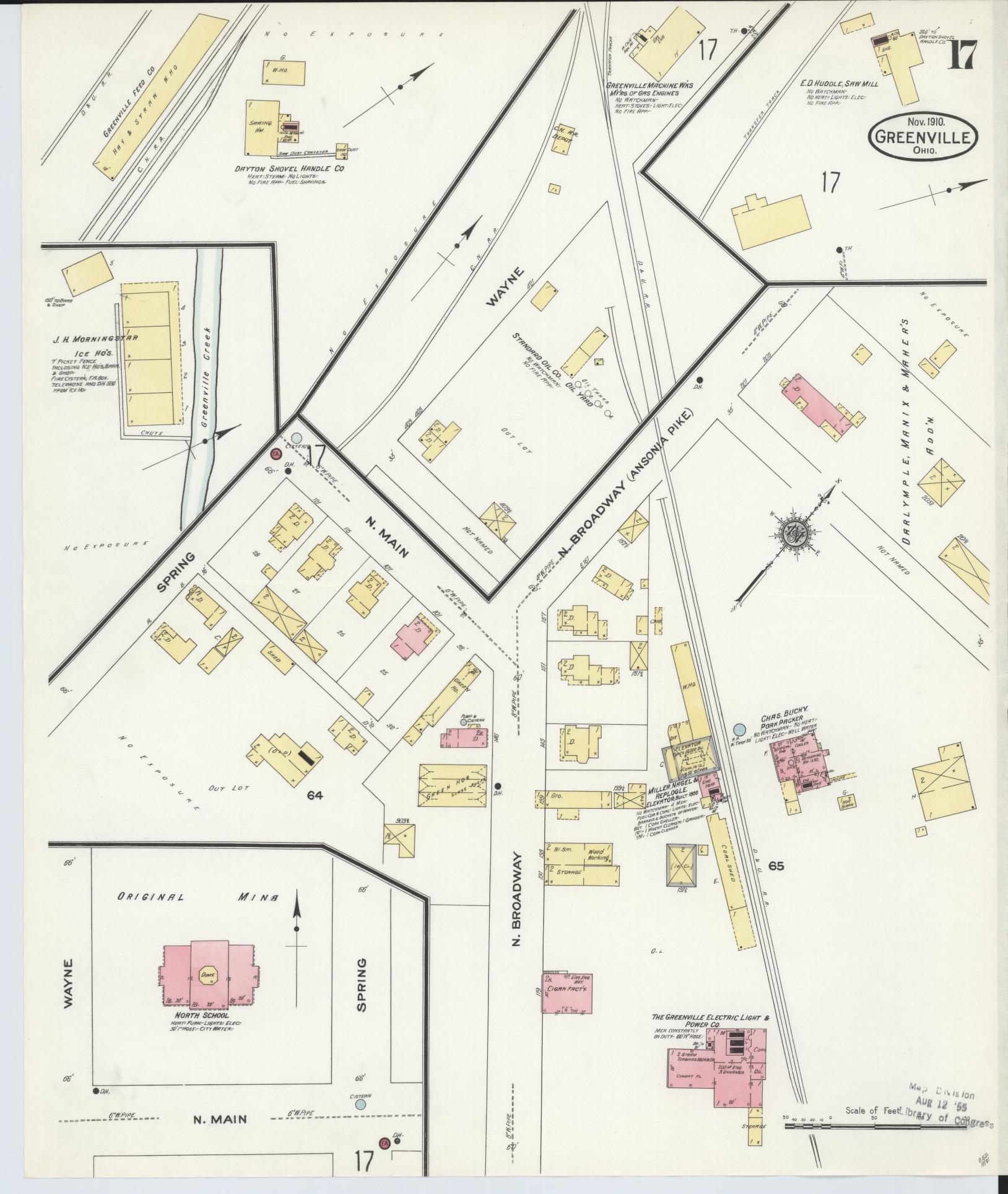 Sanborn Fire Insurance Map from Greenville, Darke County, Ohio (1910), Sheet #0017 - Historic Sanborn Fire Insurance Map Print, vintage old map wall art, antique decor, genealogy gift, Ohio Ohio map