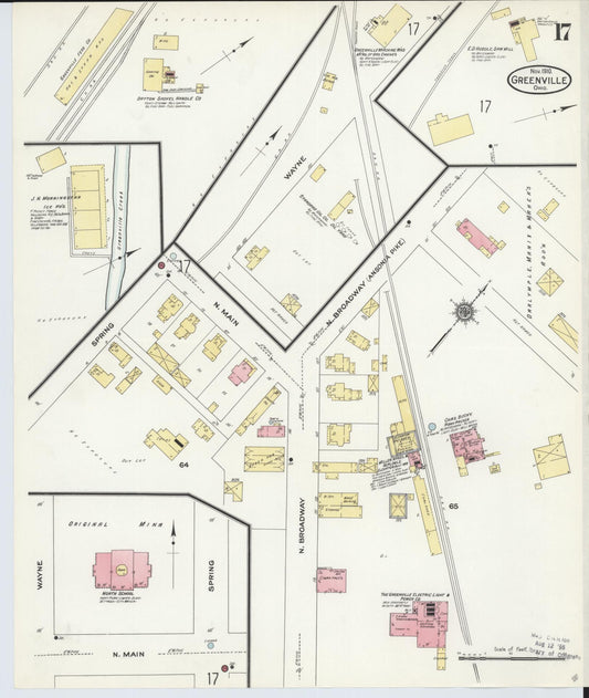 Sanborn Fire Insurance Map from Greenville, Darke County, Ohio (1910), Sheet #0017 - Historic Sanborn Fire Insurance Map Print, vintage old map wall art, antique decor, genealogy gift, Ohio Ohio map